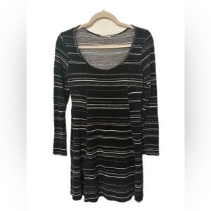 Black and White Striped Long Sleeve Dress